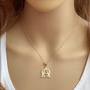 10k Solid Gold Alpha Omega Jesus Christ Symbol Necklace